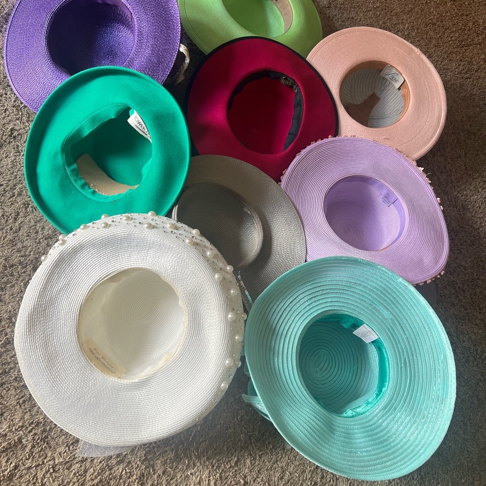 Vintage Deep Pink Or Fuchsia Like Hat Black Sequins Swirly Ribbon Derby Style - Picture 4 of 6